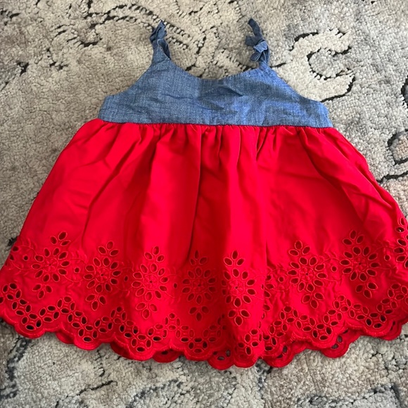 GAP Dresses Chambray And Red Dress Poshmark